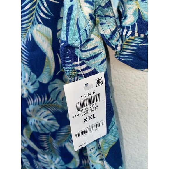 New Club Room Silk shirt Tropical Palm Leaves Hawaiian Men XXL Short button - Picture 3 of 6